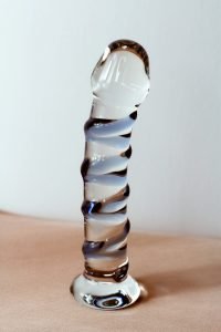 Transparent, glass dildo sex toy