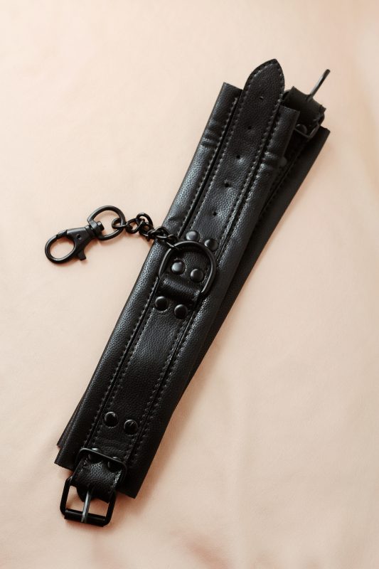 Black leather wrist handcuffs - The Fave Real - active in bed